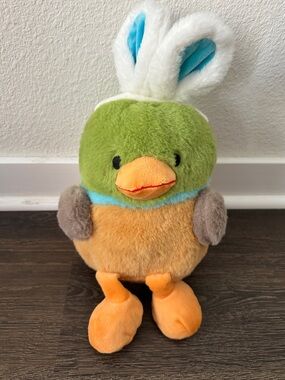11" Plush Mallard Duck With Bunny Rabbit Ears Easter Soft Stuffed Animal